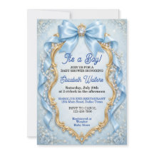 Elegante Baby Shower für Jungen mit pastellblauer