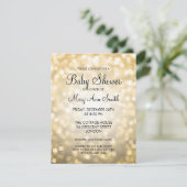 Elegante Baby Shower Gold Glitzer Lights Einladung (Stehend Vorderseite)