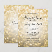 Elegante Baby Shower Gold Glitzer Lights Einladung (Vorne/Hinten)