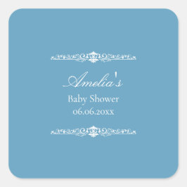 Elegante Baby-Shower im Pink-Regency-Stil Quadratischer Aufkleber