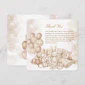 Elegante Baby Shower-Karte in Braun und Pastell Dankeskarte (Vorne/Hinten)