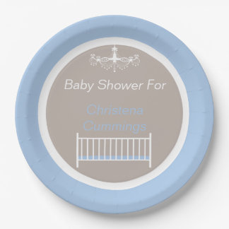 Elegante Baby-Shower-Kronleuchter Blau Pappteller
