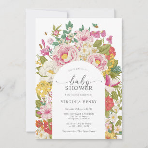 Elegante Baby Shower mit Blumenmotiven Einladung