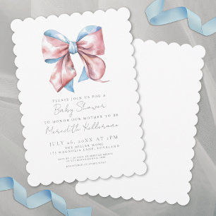 Elegante Baby Shower mit Schleife Einladung