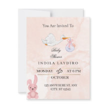 Elegante Baby-Shower mit Storch in Rosa