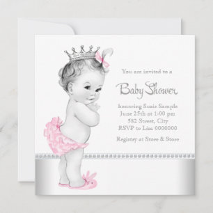 Elegante Baby-Shower-Party in Rosa und Silber Einladung