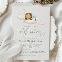 Elegante Baby Shower Sleeping Lion Cub auf Wolken