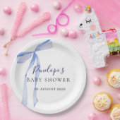Elegante Baby Shower Teller mit blauer Schleife (Party)
