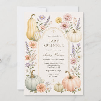Elegante Baby Sprinkle-Party | Wildblumen-Kürbisse Einladung