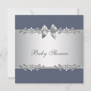 Elegante Babyboy-Babyparty in Blau und Grau Einladung