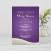 Elegante Babydusche Dazzling Glitzern Lila Einladung (Stehend Vorderseite)