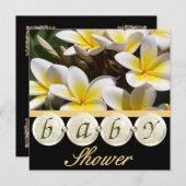 Elegante Babydusche Frangipani Einladung (Vorne/Hinten)