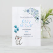 Elegante Babydusche für den Karren Einladung (Stehend Vorderseite)