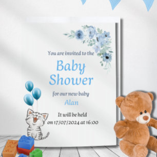 Elegante Babydusche für den Karren Einladung