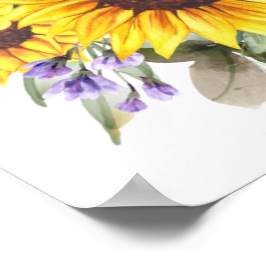 Elegante Babydusche Gelbe Sonnenblume Blume Poster (Ecke)