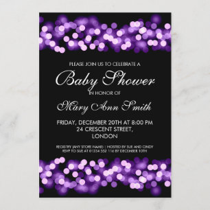 Elegante Babydusche Lila Hollywood Glam Einladung