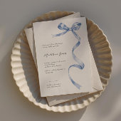 Elegante Babydusche mit blauem Band Einladung