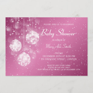 Elegante Babydusche mit festlichen Bausteinen Rosa Einladung