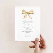 Elegante Babydusche mit gelbem Band Einladung