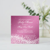 Elegante Babydusche mit glattem Wellenrad Rosa Einladung (Stehend Vorderseite)