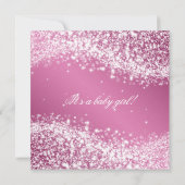 Elegante Babydusche mit glattem Wellenrad Rosa Einladung (Rückseite)