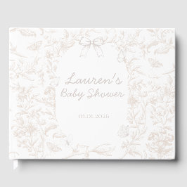 Elegante Babydusche mit neutraler Toile Nature Gästebuch