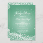 Elegante Babydusche mit spitzender Wellenminze Einladung (Vorne/Hinten)