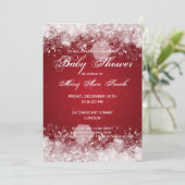 Elegante Babydusche Night Sparkle Rot Einladung (Stehend Vorderseite)