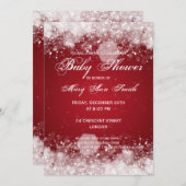 Elegante Babydusche Night Sparkle Rot Einladung (Vorne/Hinten)