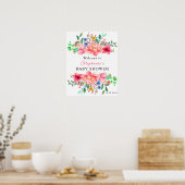 Elegante Babydusche Rosa Blume Poster (Küche)