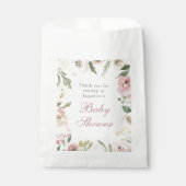 Elegante Babydusche Rosa Blütenfarbe Geschenktütchen (Vorderseite)