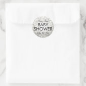 Elegante Babydusche Silver Glitzer Lights Runder Aufkleber (Tasche)