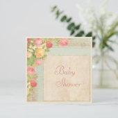 Elegante Babydusche Vintage Rose Einladung (Stehend Vorderseite)