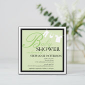 Elegante Babyduschkleidung grüne Einladung (Stehend Vorderseite)