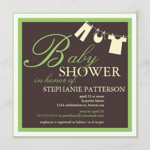 Elegante Babyduschkleidung grüne Einladung