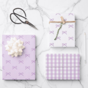 Elegante Babygirl-Baby-Party Vornehm Lila Schleife Geschenkpapier Set