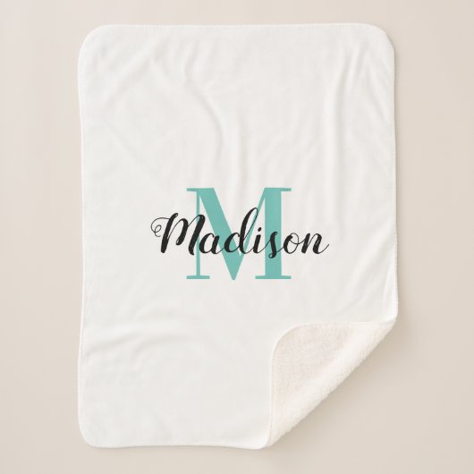 Elegante Babyname-Monogramm-Sherpa-Decken Sherpadecke (Vorderseite)