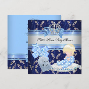 Elegante Babyparty Blonder Junge Blauer Kleiner Pr Einladung