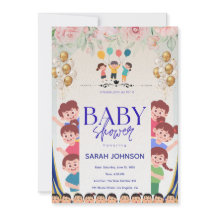 Elegante Babyparty-Einladung | Florales Design