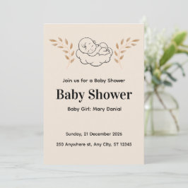 Elegante Babyparty-Einladung im modernen Boho-Stil Einladung