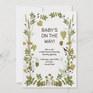 Elegante Babyparty-Einladung mit Blumenrand Einladung