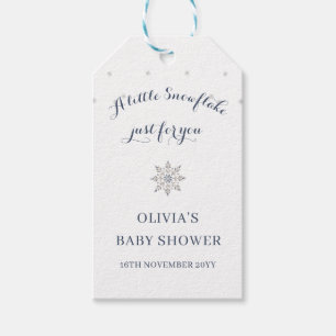 Elegante Babyparty-Einladung mit Schneeflocke Geschenkanhänger