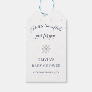 Elegante Babyparty-Einladung mit Schneeflocke Geschenkanhänger