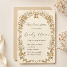 elegante Babyparty-Einladungen mit Blumenmotiv