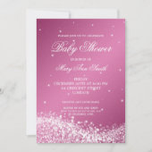 Elegante Babyparty-funkelndes Wellen-Rosa Einladung (Vorderseite)