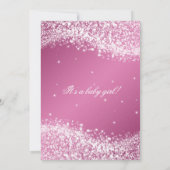 Elegante Babyparty-funkelndes Wellen-Rosa Einladung (Rückseite)