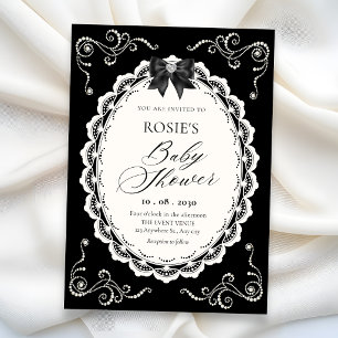 Elegante Babyparty in Schwarz Einladung
