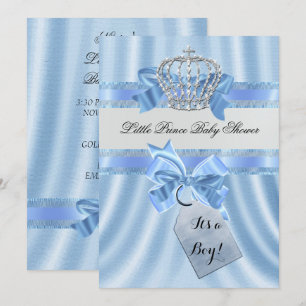 Elegante Babyparty Junge Blaue kleine Prinzenkrone Einladung
