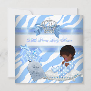 Elegante Babyparty Junge Blaues Zebra Prinz Ethnis Einladung