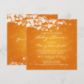 Elegante Babyparty-Kirschblüten-Orange Einladung (Vorne/Hinten)